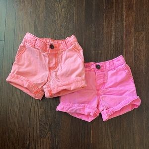 Oshkosh shorts beautiful colors coral and hot pink  3T